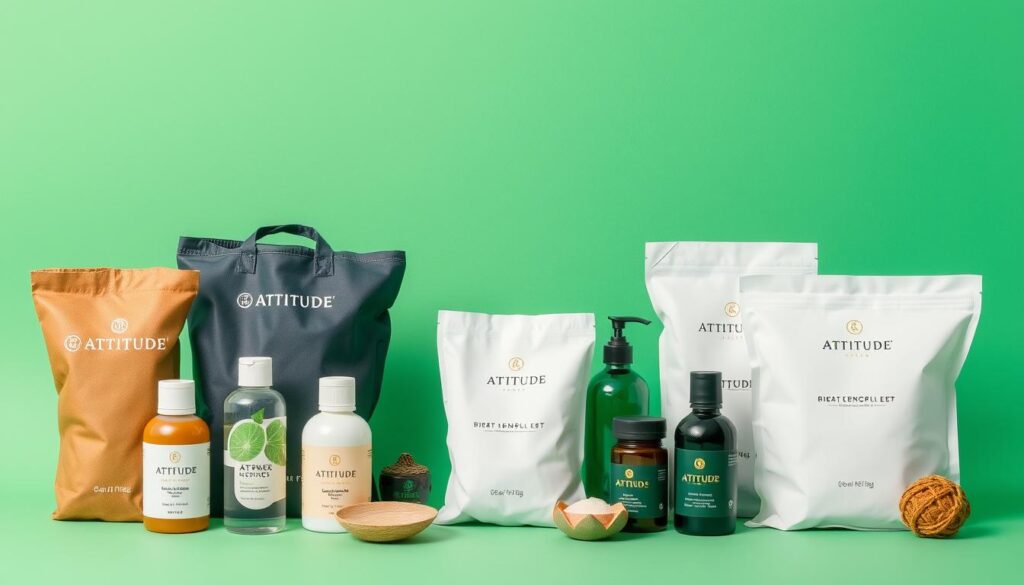 Générez une image comparative des produits ATTITUDE avec d'autres marques écologiques