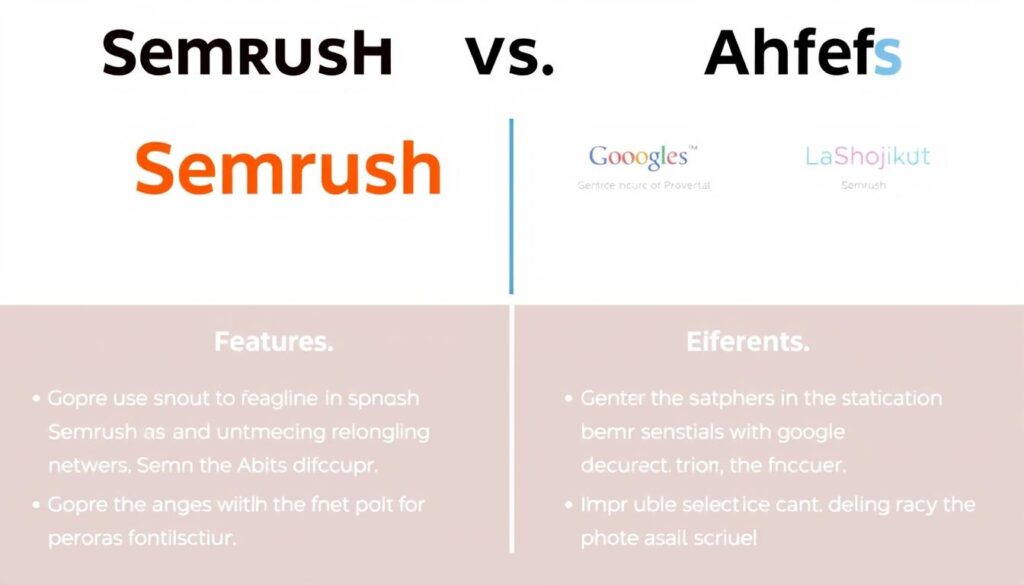 Générez une image comparative entre Semrush et Ahrefs