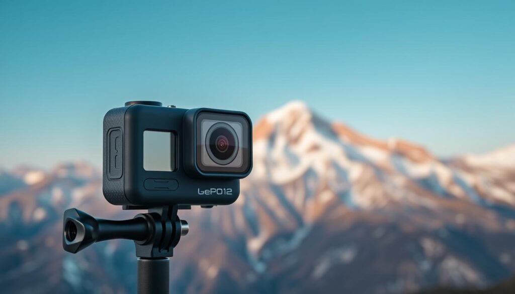 Image de la GoPro Hero12 Black avec un fond de montagne