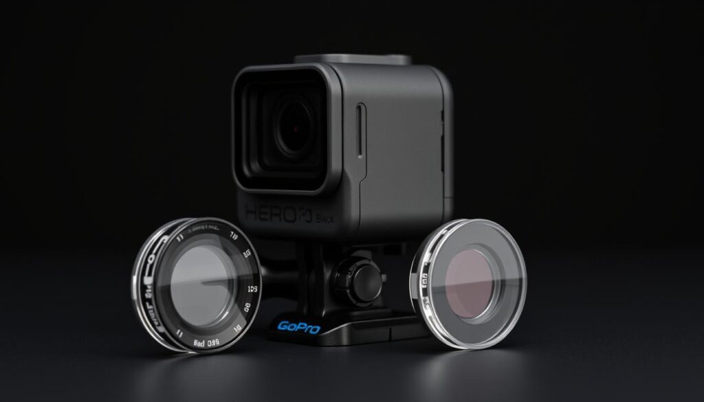 Image de la GoPro Hero13 Black avec ses modules optiques interchangeables