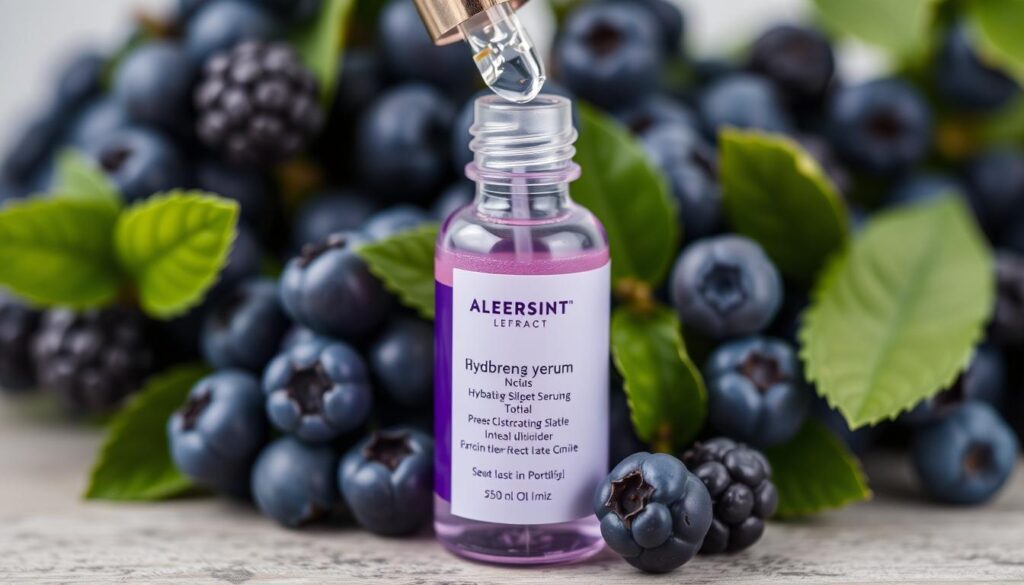 Image d'un flacon de sérum hydratant Blueberry avec un compte-gouttes