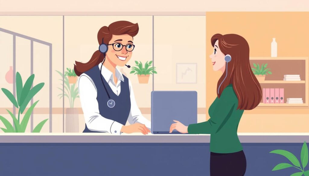 Image of a customer service representative assisting a client