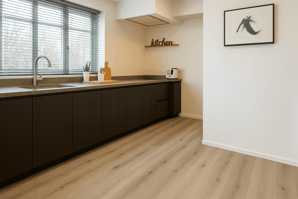 Cuisine neuve avec un sol en pvc