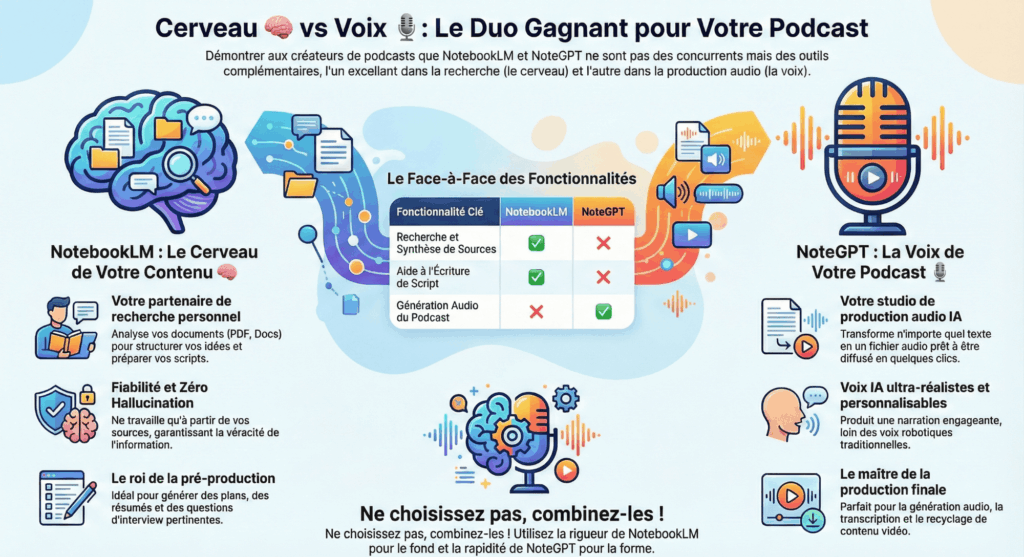 NoteGPT et NotebookLM le duo gagnant pour vos podcasts
